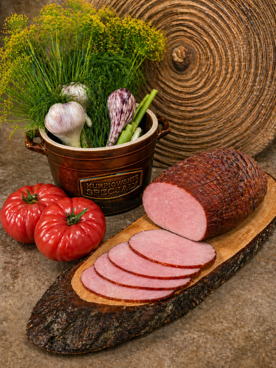 Wurst, Schinken, Tomate, Knoblauch, Kräuter