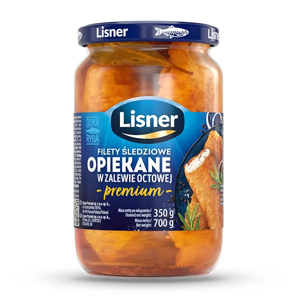 Filety śledziowe, Opiekane, w zalewie octowej, premium, Lisner