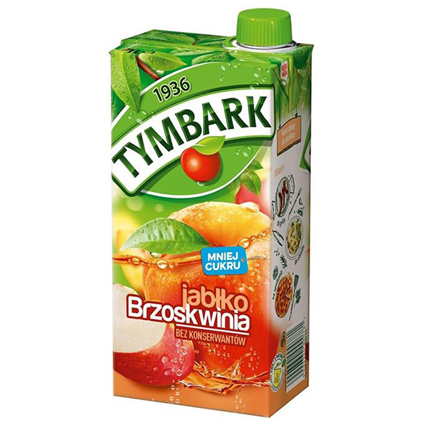 Tymbark Getränk Apfel-Pfirsich - Napoj jablko-brzoskwinia 1L