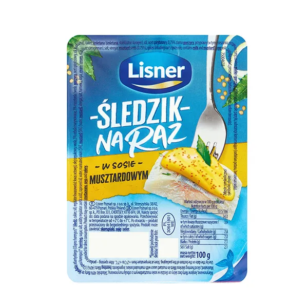 Lisner Heringsfilets in Senfsauce - Sledzik na raz w sosie musztardowym 100g